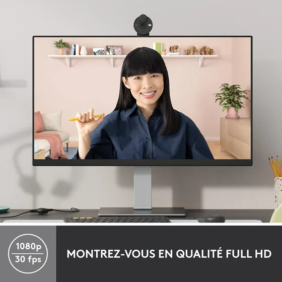 Logitech BRIO 300 — webcam Full HD USB-C — vue 2