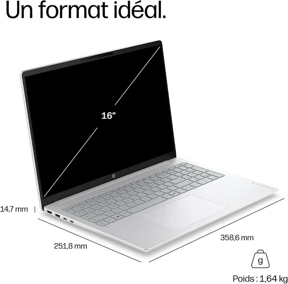 HP OmniBook 3 16″ 2K — Core 5 — portable polyvalent — vue 2