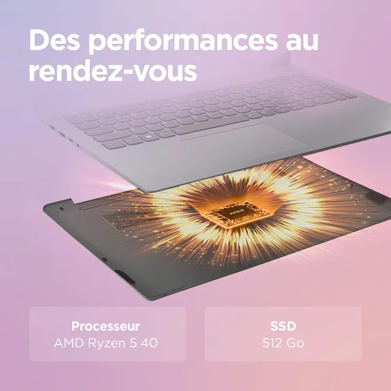 Lenovo IdeaPad Slim 3 15,6″ — Ryzen 5 40 — portable polyvalent — vue 3