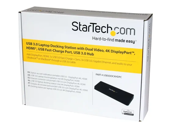 Station d'accueil USB 3.0 StarTech, double écran HDMI et DisplayPort — vue 3