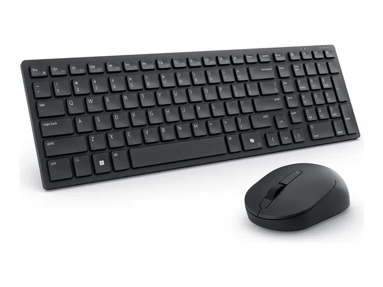 Dell Pro KM555 — clavier + souris sans fil silencieux — vue de trois-quarts gauche
