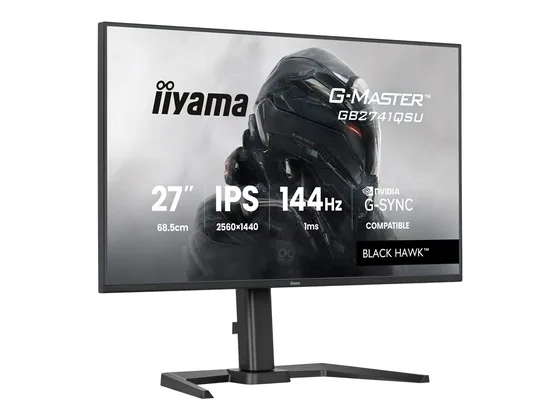 GB2741QSU-B1 — écran 27″ QHD — vue de trois-quarts gauche