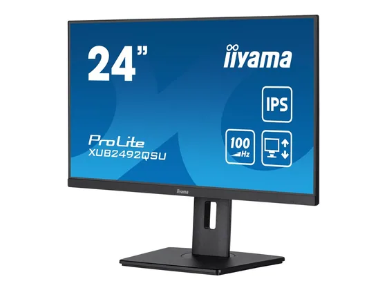 XUB2492QSU-B1 — écran 23,8″ QHD — vue de trois-quarts droite