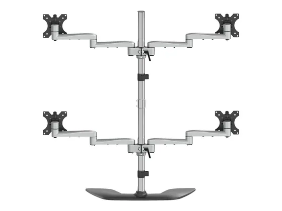 Support de bureau 4 écrans StarTech, bras articulés acier et aluminium — vue 2